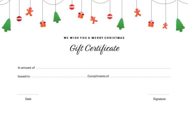 Printable Christmas Present Gift Certificate Template  Example