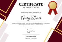 Printable Employee Of The Month Award Certificate Template Excel