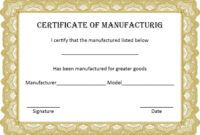 Printable Manufacturer Certificate Of Origin Template Excel Sample