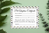 Professional Adopt A Pet Certificate Template Pdf Sample