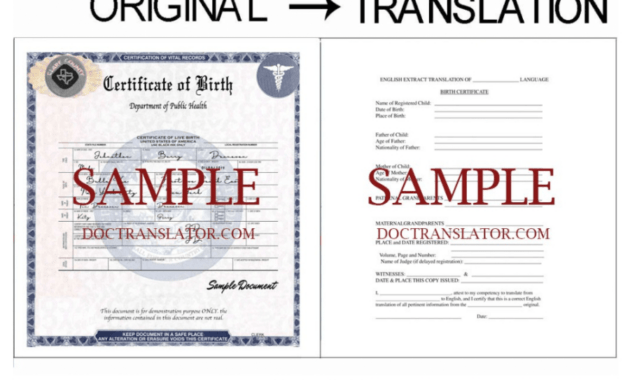 Professional Certificate Of Birth Translation Template Pdf Sample