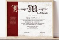 Professional Certificate Of License For Minister Template Doc Example