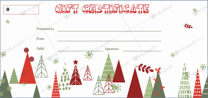 Professional Christmas Gift Card Certificate Template Word