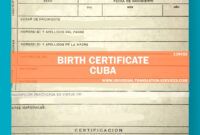 Professional Cuban Birth Certificate Translation Template Doc