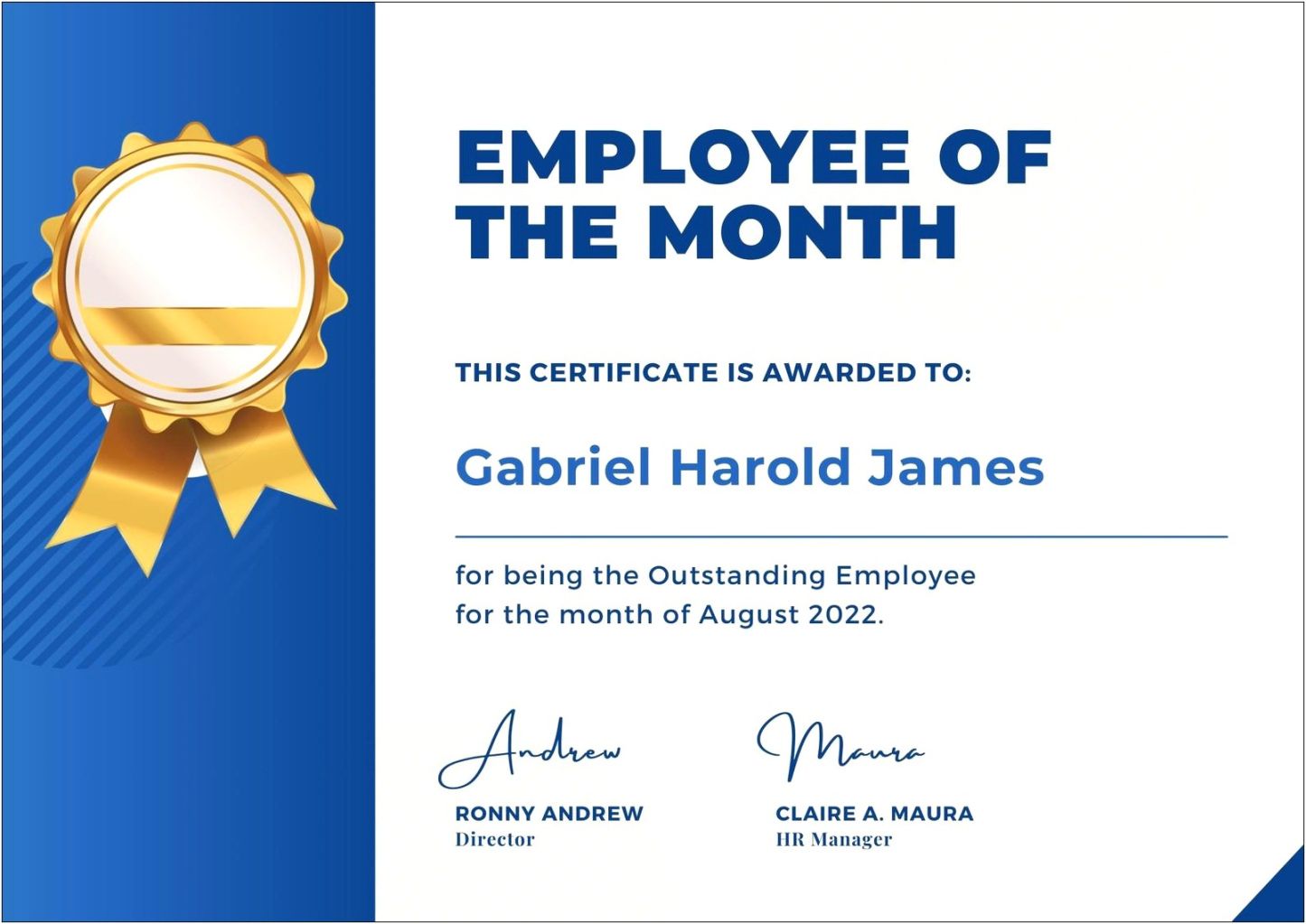 Professional Employee Of The Month Award Certificate Template