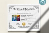 Professional Modern Certificate Of Authenticity Art Template Word