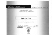 Professional National Honor Society Certificate Template Excel Sample