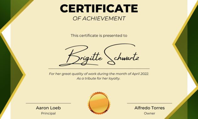 Professional Staff Of The Month Certificate Template Excel Example