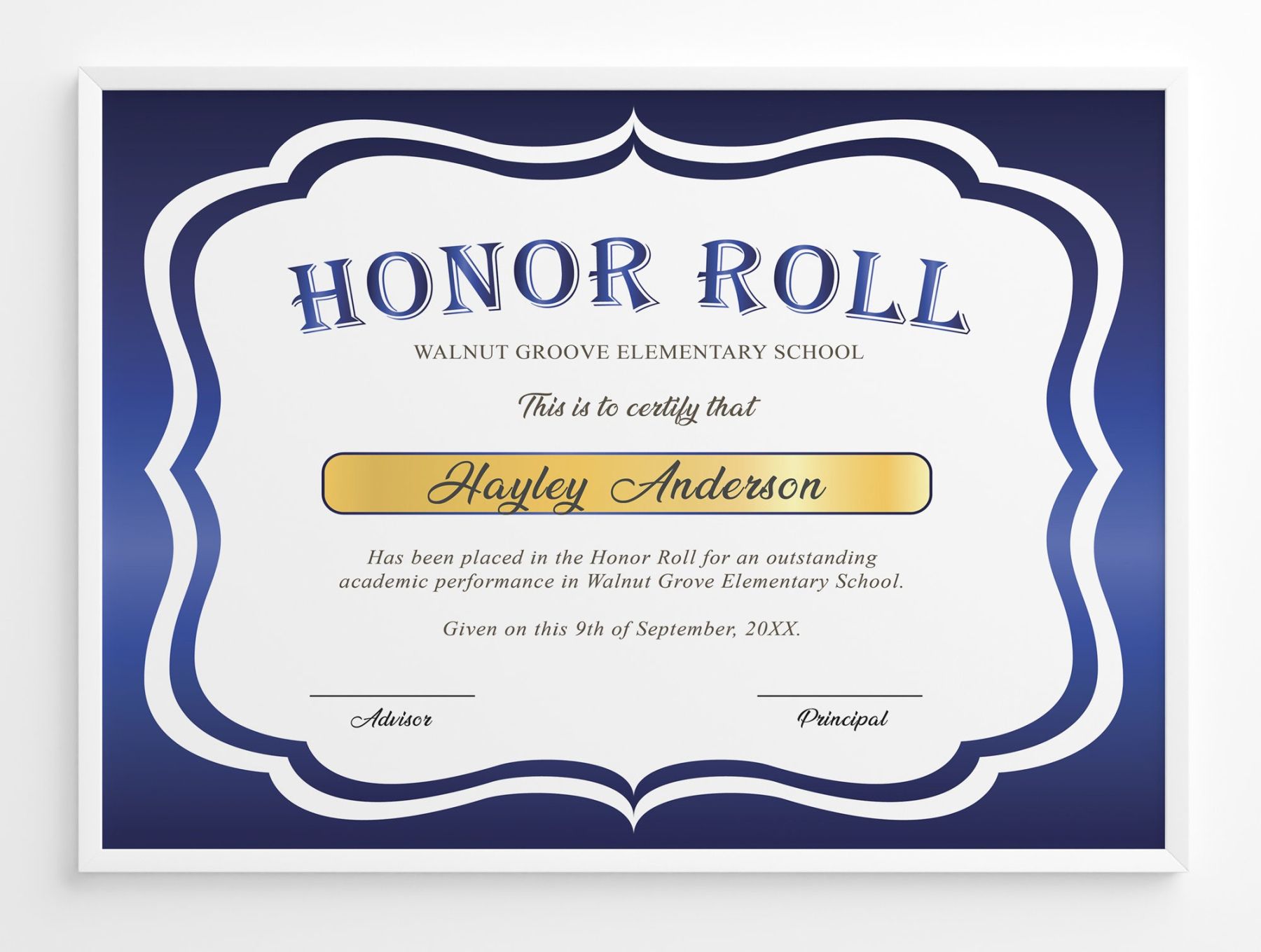 Best A Honor Roll Certificate Template Doc Sample