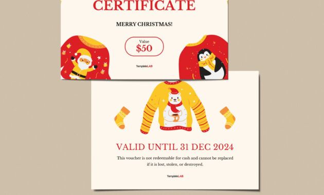 Best Gift Certificate Template For Christmas Excel Example