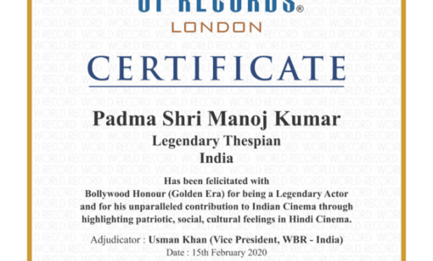 Best Guinness World Record Certificate Template Doc Example