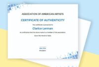 Costum Certificate Of Authenticity For Artwork Template Excel Sample