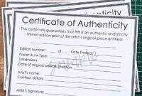 Costum Certificate Of Authenticity For Artwork Template Pdf Example