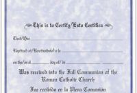 Editable First Holy Communion Certificate Template Excel Sample