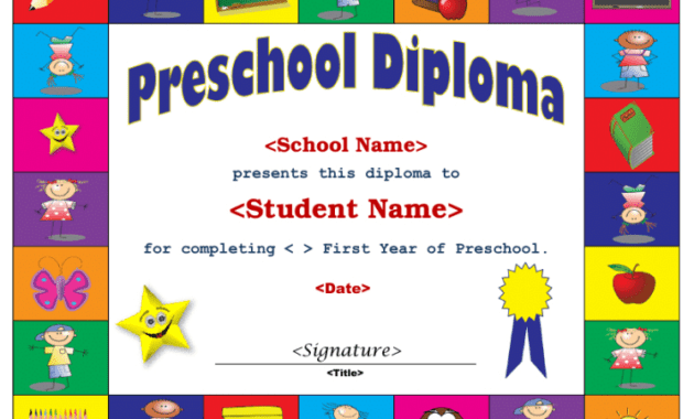 Free Graduation Certificate For Preschool Template Pdf