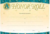 Printable A Honor Roll Certificate Template Excel