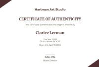 Printable Certificate Of Authenticity For Artwork Template Word Sample