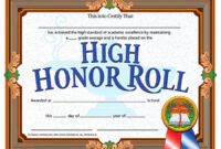 Professional A Honor Roll Certificate Template Doc Example