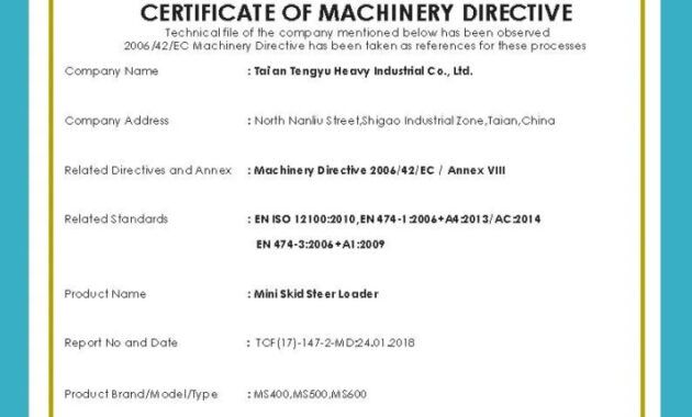 Professional Skid Steer Certification Card Template Excel