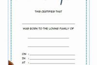 Blank Dog Birth Certificate Template  Sample