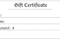 Blank Oil Change Gift Certificate Template Doc Sample