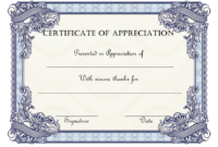 Custom Parent Certificate Of Appreciation Template Doc Sample