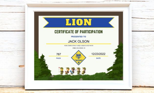 Free Blank Cub Scout Certificate Of Appreciation Template Word Sample