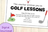 Free Blank Golf Lesson Gift Certificate Template