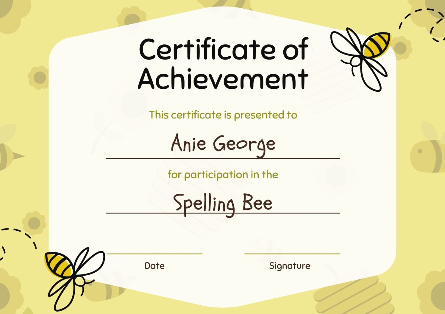 Free Blank Joint Venture Bee Certificate Template  Sample