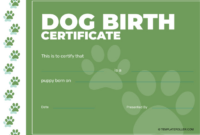 Free Custom Dog Birth Certificate Template Excel Sample