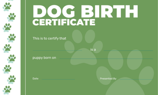 Free Custom Dog Birth Certificate Template Excel Sample