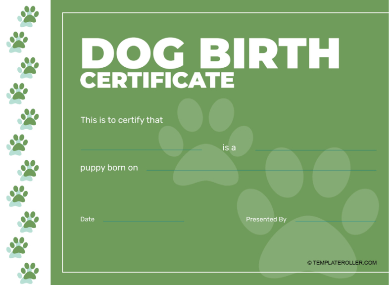 Free Custom Dog Birth Certificate Template Excel Sample