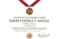 Free Custom Marine Corps Certificate Of Commendation Template  Sample