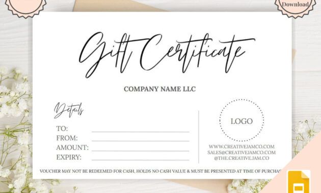 Free Editable Home Made Gift Certificate Template Excel