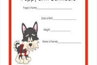 Free Printable Dog Birth Certificate Template Excel Sample