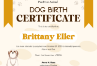 Free Printable Dog Birth Certificate Template Excel Sample