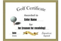 Printable Golf Lesson Gift Certificate Template