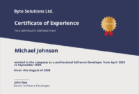 Printable Job Experience Certificate Template Pdf