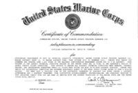 Printable Marine Corps Certificate Of Commendation Template Doc