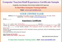 Blank Private School Teaching Experience Certificate Template Pdf