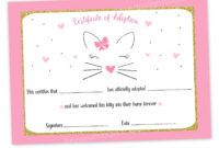 Cat Adoption Certificate Template Pdf
