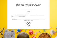 Custom Cat Birth Certificate Template  Sample