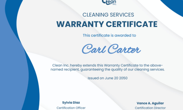 Custom Equipment Warranty Certificate Template Excel Sample