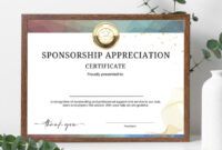 Custom Sponsor Appreciation Certificate Template Doc