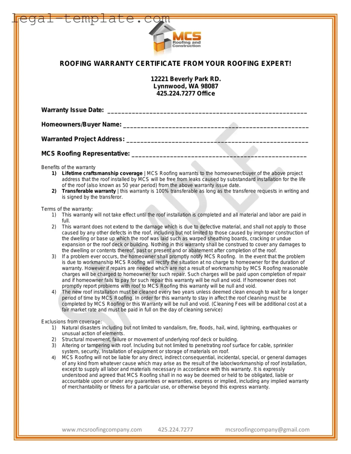 Editable Building Warranty Certificate Template Doc