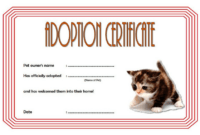 Editable Cat Adoption Certificate Template Word
