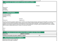 Emergency Lighting Installation Certificate Template Excel