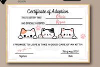 Free Blank Cat Adoption Certificate Template