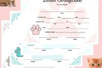 Free Blank Cat Birth Certificate Template Doc Sample