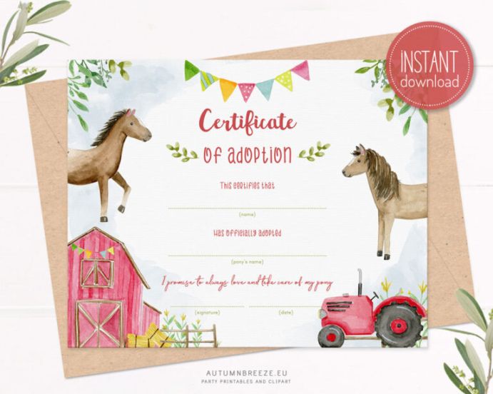 Free Custom Horse Adoption Certificate Template Excel Sample